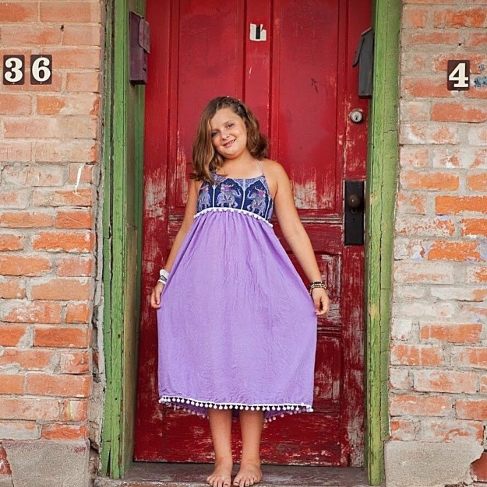 Elephant Pom-Pom Halter Maxi Dress